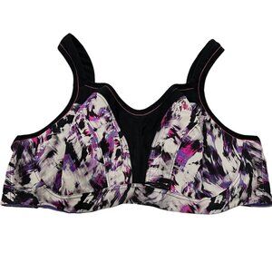 Panache Sports Bra Women's 40DD Racerback Pink/Purple Abstract Print